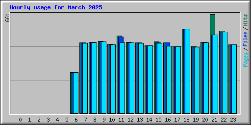 Hourly usage for March 2025